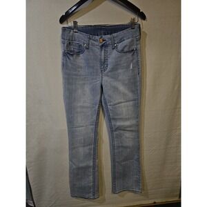 Seven7 Jeans Womens 8 Light Blue Wash Distressed Stretch Denim Bootcut Bohemian